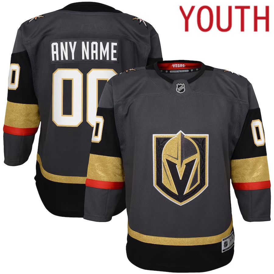 Youth Vegas Golden Knights Gray Alternate Premier Custom NHL Jersey->youth nhl jersey->Youth Jersey
